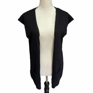 GESTUZ Beaded Sleeveless Knit Cardigan